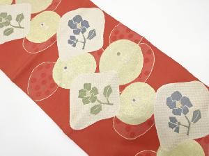 花模様織り出し　名古屋帯